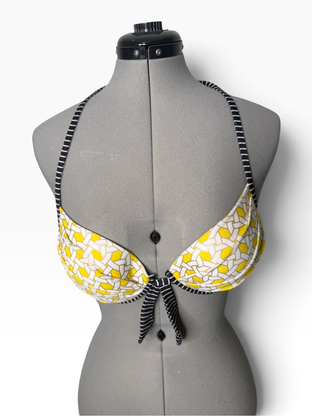 Victoria's Secret Yellow Black White M Halter Bikini Top